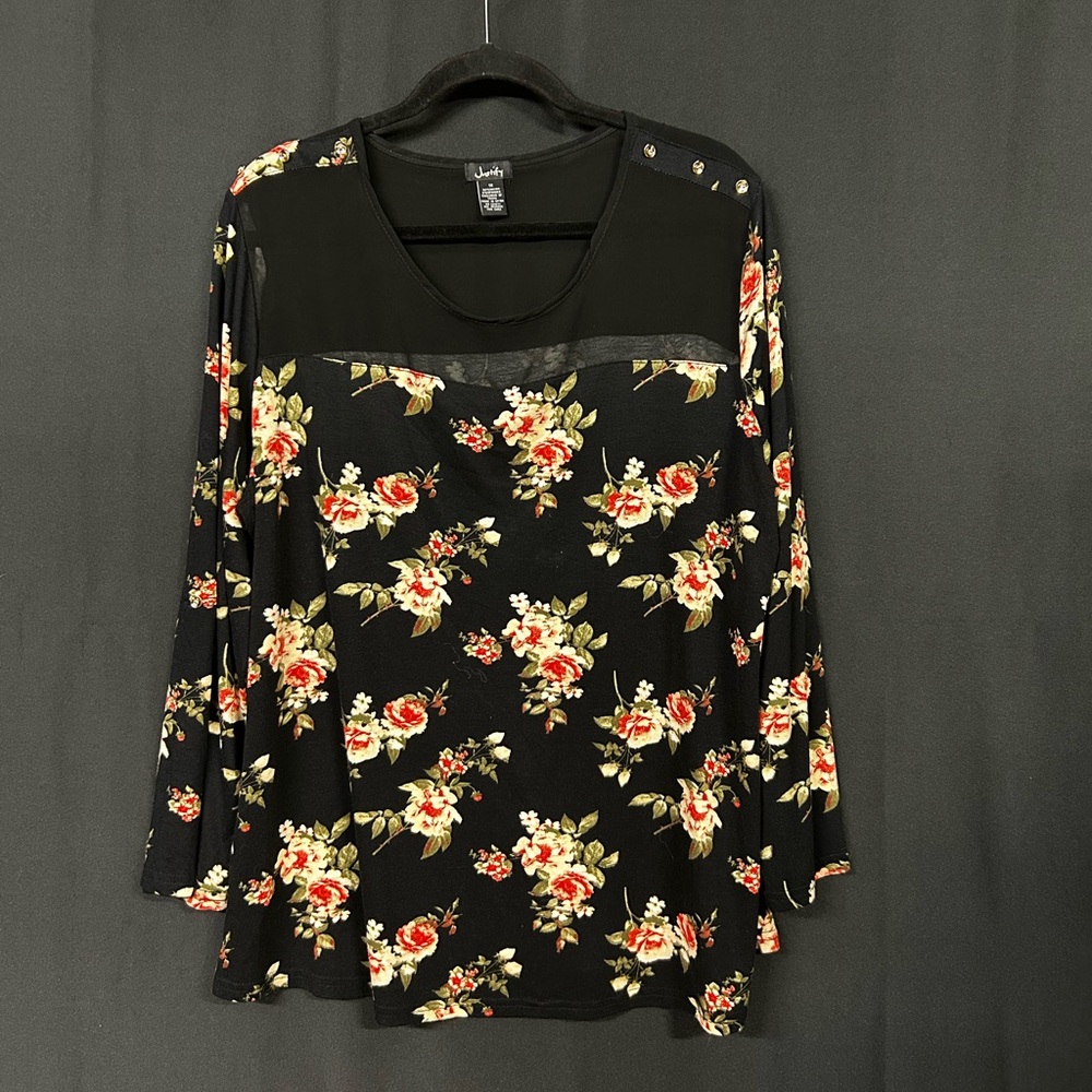 Justify Black Floral Women's Blouse w